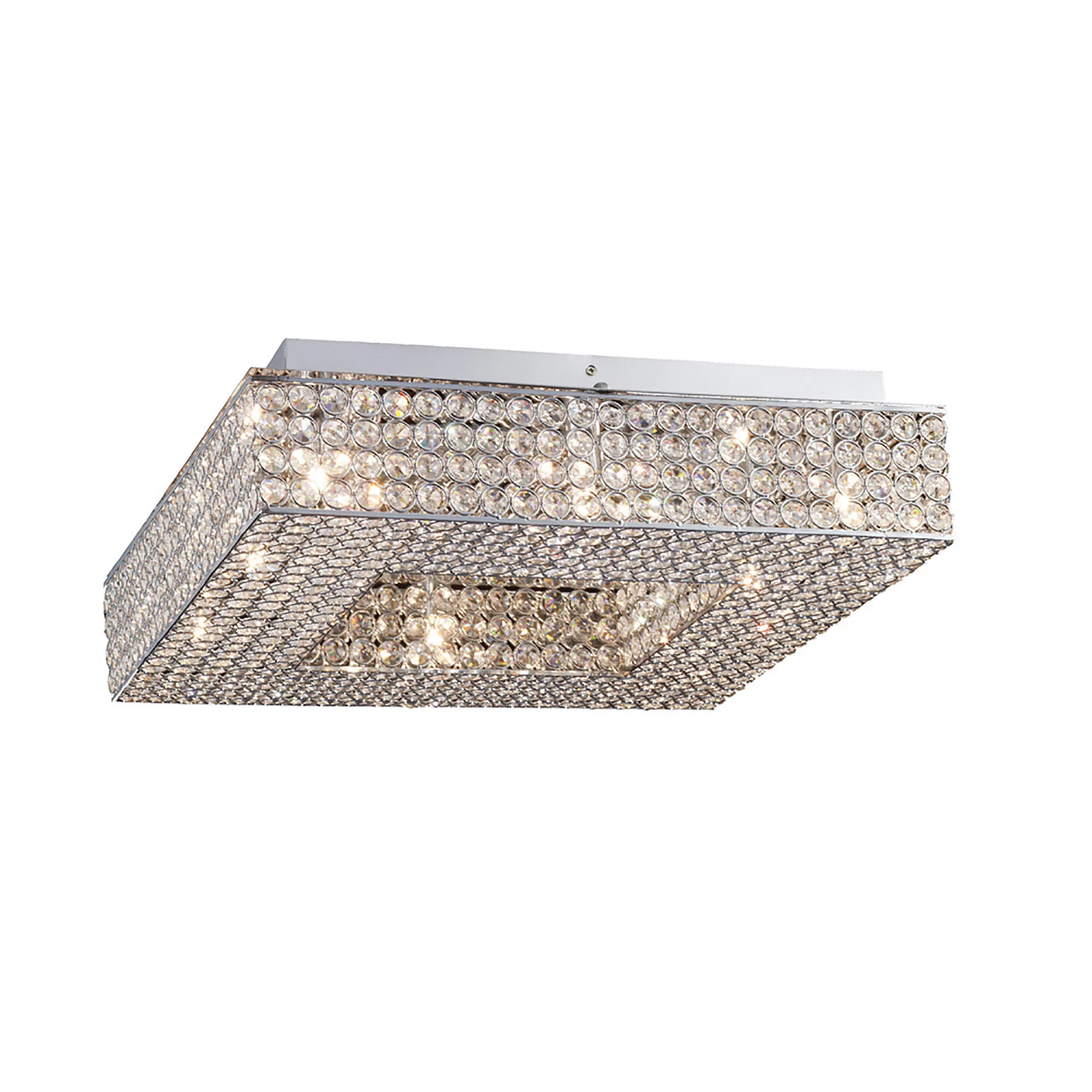 Piazza Crystal Ceiling Lights Diyas Ringed & Square Crystal Fittings